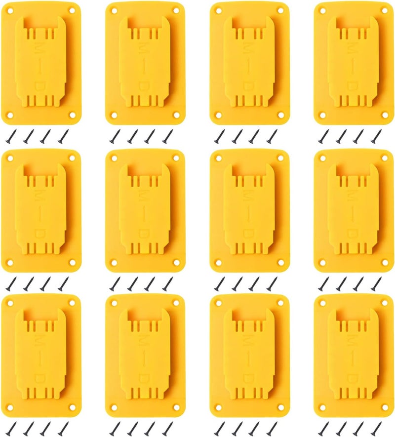 KETTKEL 12packs Tool Holder for Milwaukee M18 & Dewalt 20v ,Wall Mount Drill Holder with 48 Screws (Yellow) - Image 1